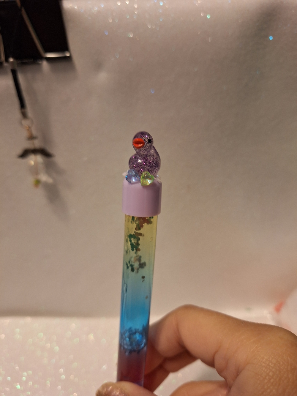 Cute Glitter Duck Gel Pen - Purple Top, Multicolor New